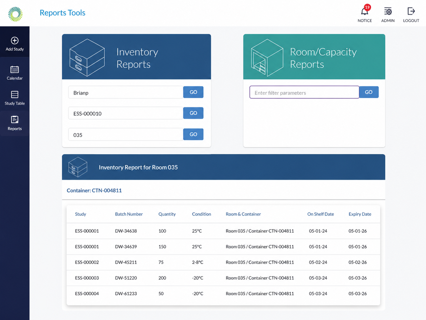 DSSWorks stability storage and inventory management